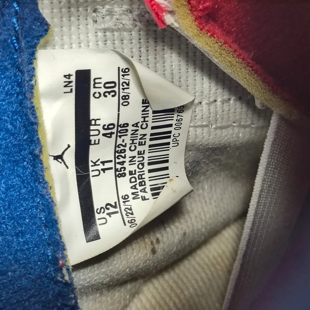 Nike Air Jordan 3 Retro‎ OG True Blue Mens 12 White Blue Red 854262-106 2016